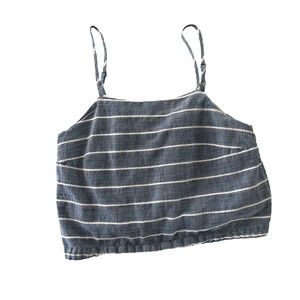 Universal Thread Top Size S Blue White Pull Over Straps Lined Wrap Around Back